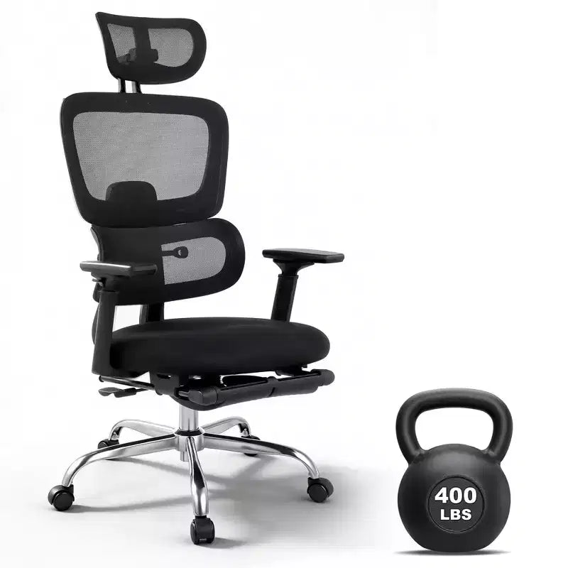 Ergonomic Mesh Office Chair with 3D Headrest & Adjustable Lumbar, 4D Flip-Up Arms High Back Desk Chair, 3-Level Tilt Swivel Computer Seating 300lbs