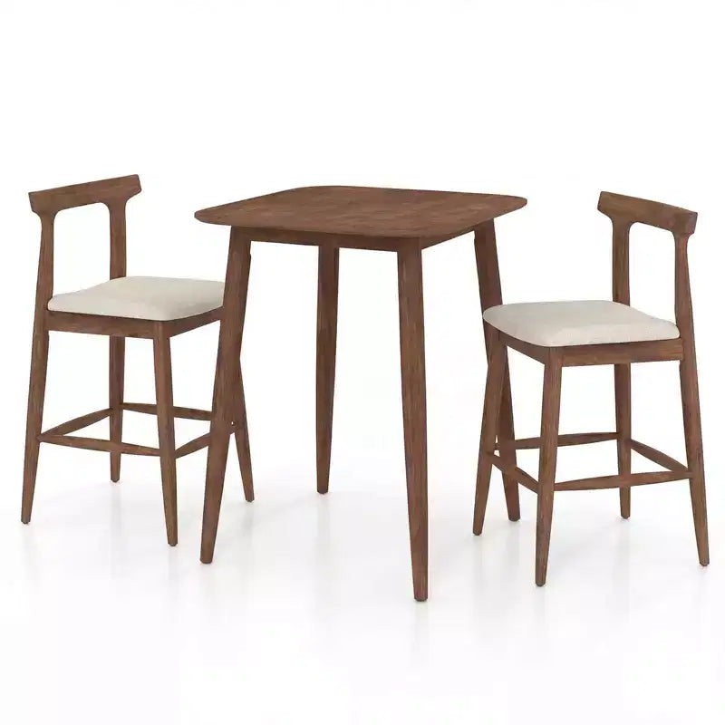 Costway 3 PCS Counter Height Kitchen Table with 2 Bar Stools, Fabric Upholstered Seats