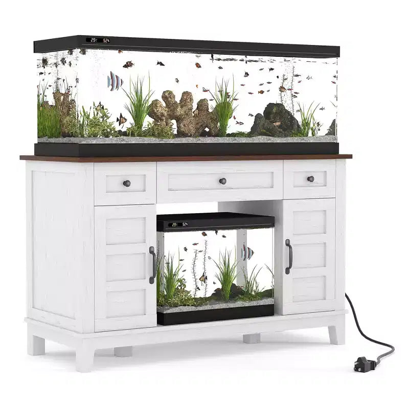 Meuble d'aquarium de style ferme, capacité de 635 kg, étagères de rangement réglables, pour salon, maison (sans aquarium)