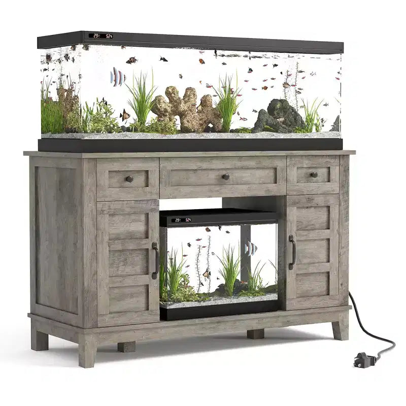 Meuble d'aquarium de style ferme, capacité de 635 kg, étagères de rangement réglables, pour salon, maison (sans aquarium)