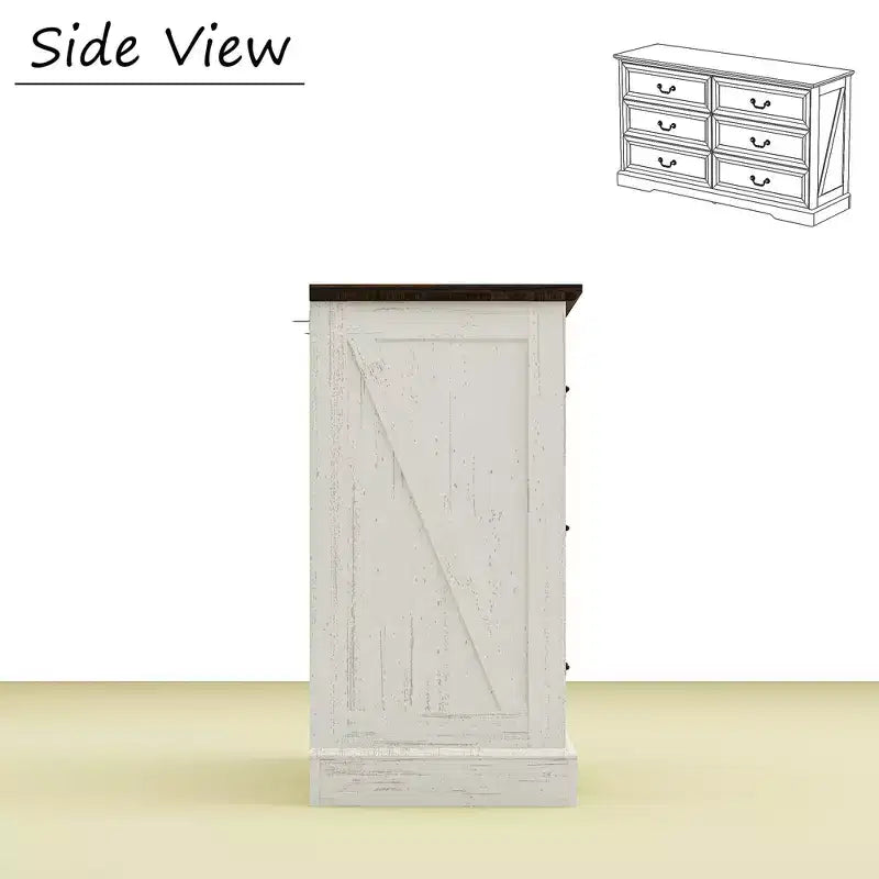 Commode de ferme Famapy à 6 tiroirs, commode, poignées en laiton vintage, armoire de rangement pour chambre, salon et entrée