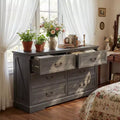 Commode de ferme Famapy à 6 tiroirs, commode, poignées en laiton vintage, armoire de rangement pour chambre, salon et entrée