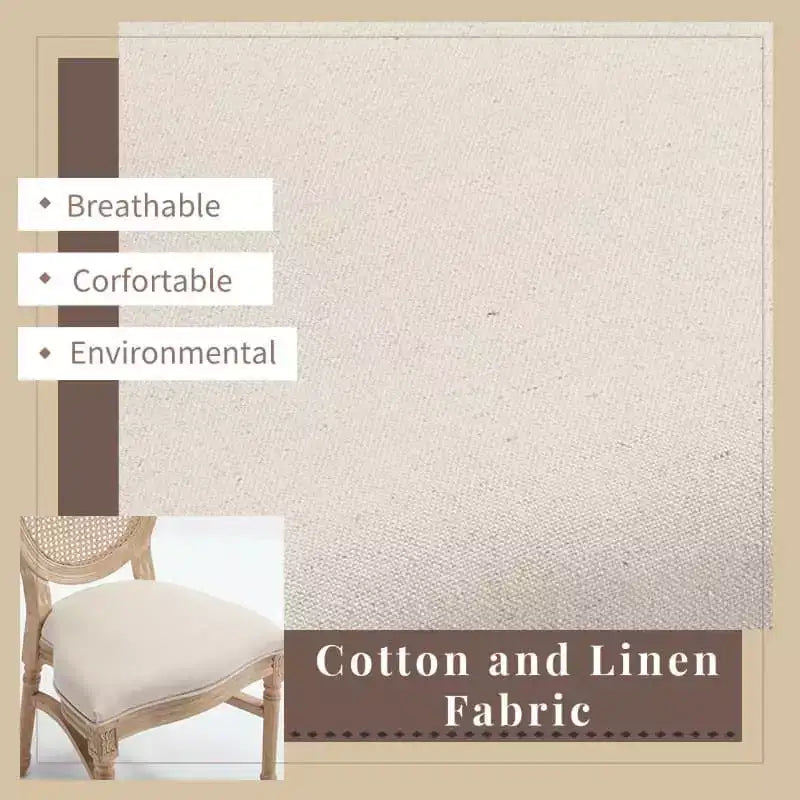 Ora Maison Lot de 2 chaises de salle à manger de style campagnard français, chaises rembourrées à dossier rond sculpté, beige