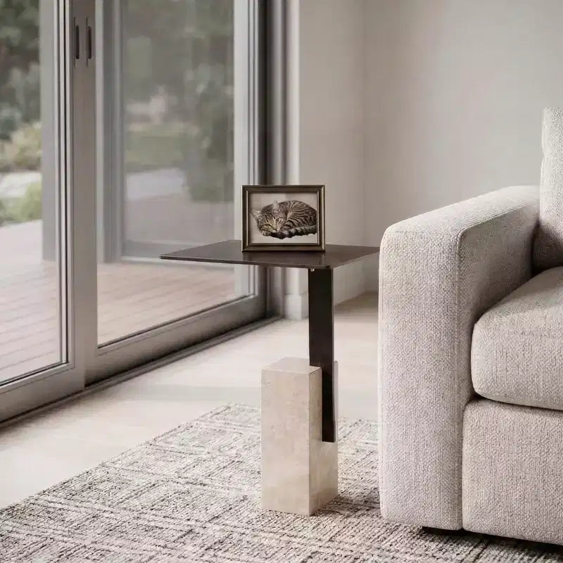 Table d'appoint stylée Block Accent pour chambre à coucher - Table de chevet et d'appoint pour boisson, pour chevet ou petits espaces - 22, Bronze et Havane