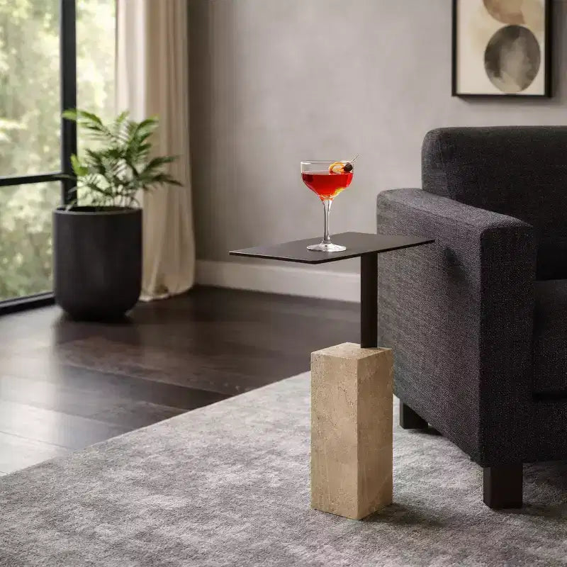 Table d'appoint stylée Block Accent pour chambre à coucher - Table de chevet et d'appoint pour boisson, pour chevet ou petits espaces - 22, Bronze et Havane