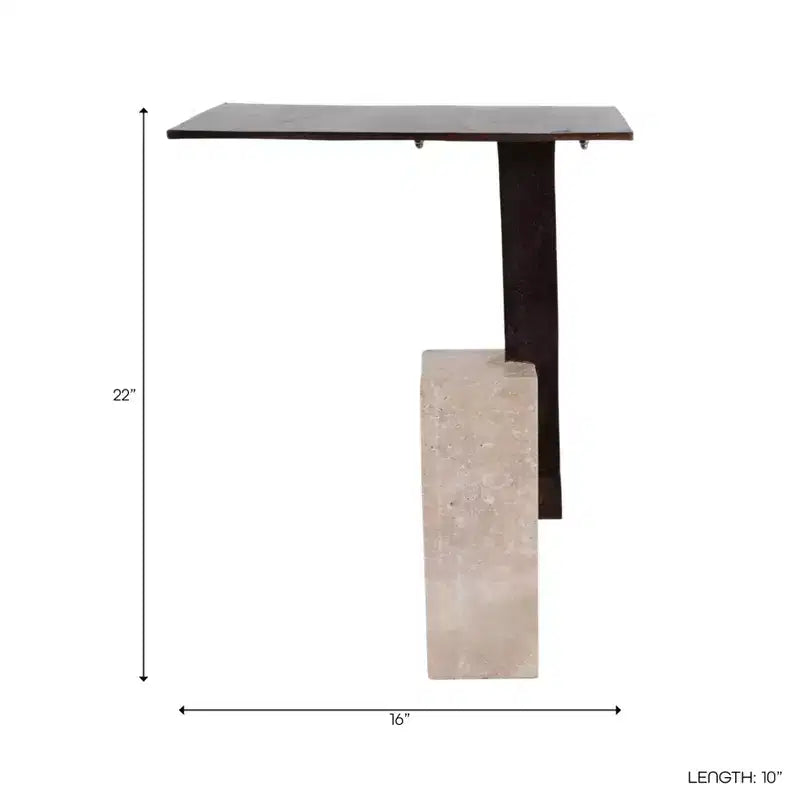 Table d'appoint stylée Block Accent pour chambre à coucher - Table de chevet et d'appoint pour boisson, pour chevet ou petits espaces - 22, Bronze et Havane