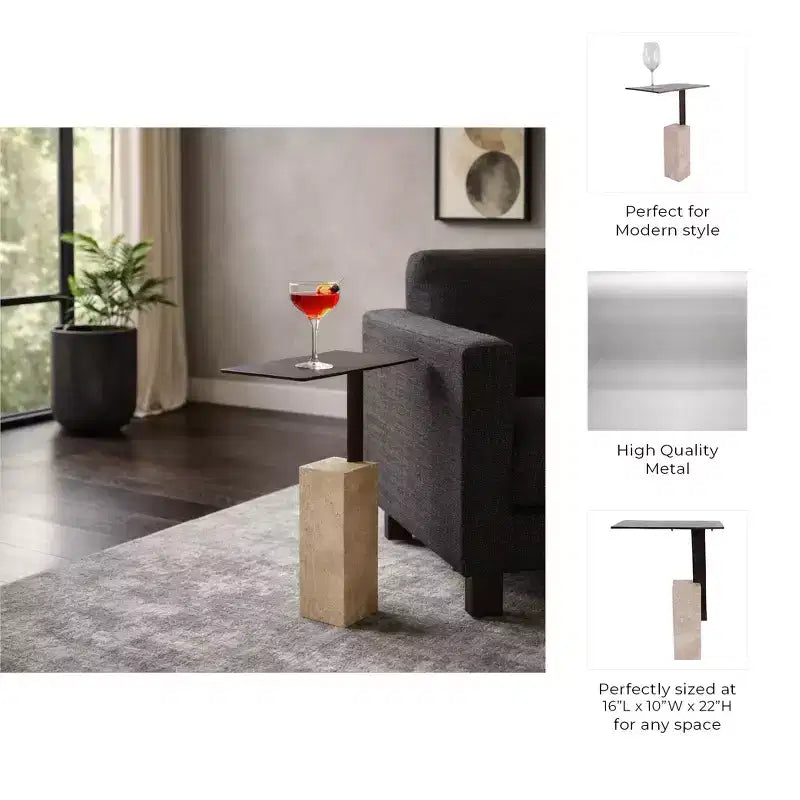 Table d'appoint stylée Block Accent pour chambre à coucher - Table de chevet et d'appoint pour boisson, pour chevet ou petits espaces - 22, Bronze et Havane