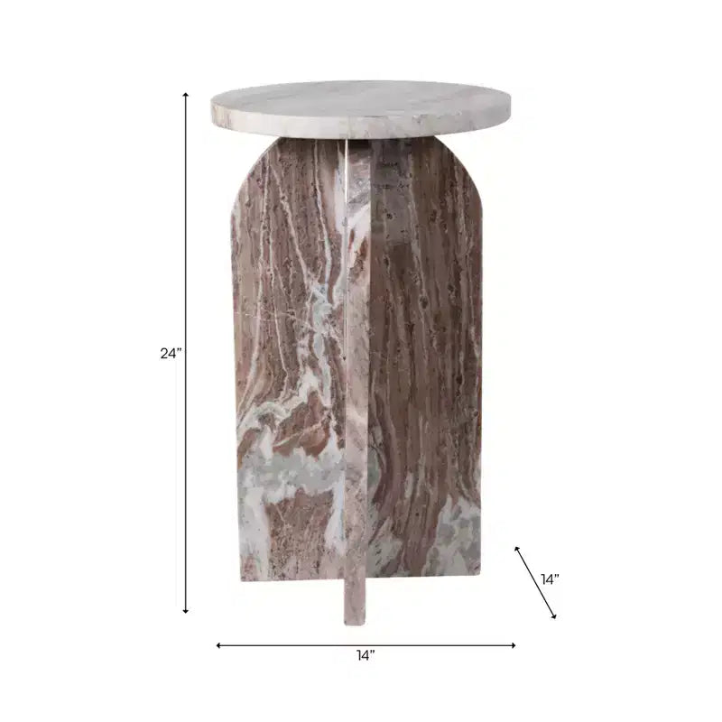 Table d'appoint, table de chevet ou table de nuit en marbre avec plateau rond en agate, idéale pour les grands ou petits espaces