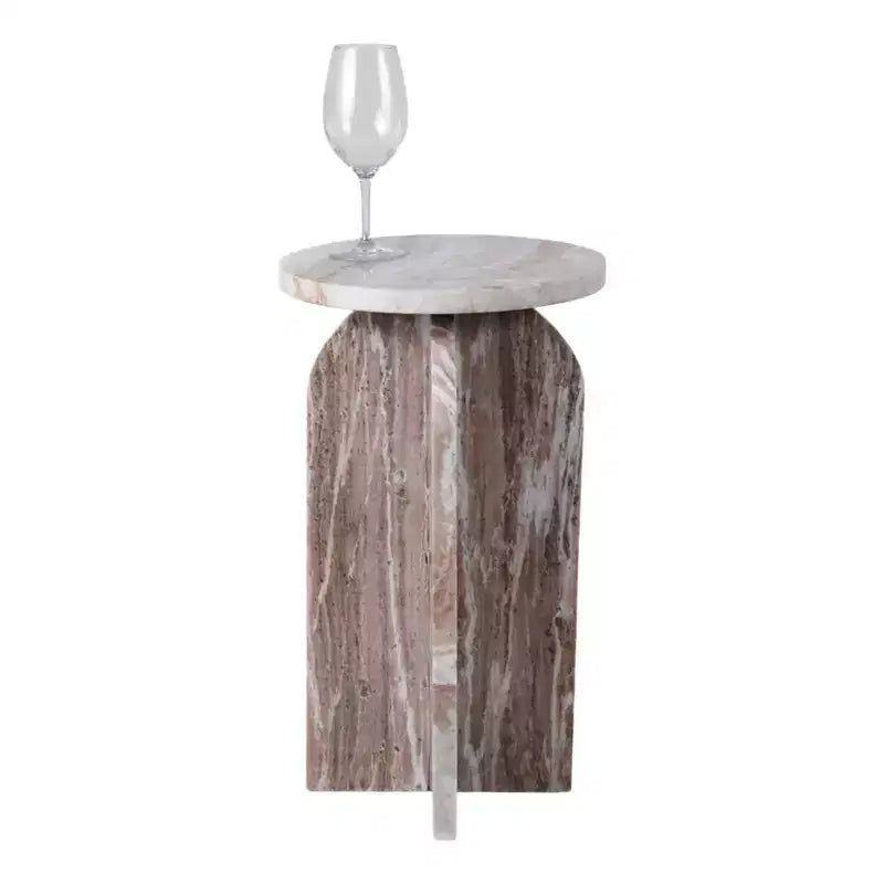 Table d'appoint, table de chevet ou table de nuit en marbre avec plateau rond en agate, idéale pour les grands ou petits espaces
