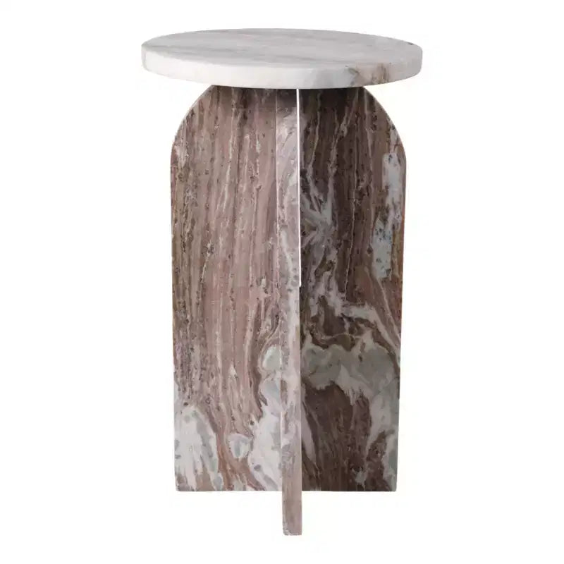 Table d'appoint, table de chevet ou table de nuit en marbre avec plateau rond en agate, idéale pour les grands ou petits espaces