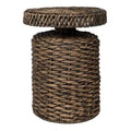 JONATHAN Y Marisol 19.65 Coastal Bohemian Handwoven Water Hyacinth Round Accent Side Table