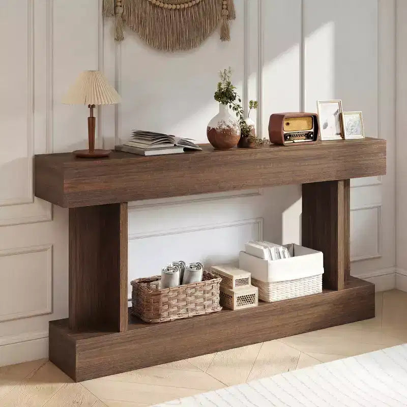HOMCOM Table console longue de 160 cm, Table d'entrée vintage