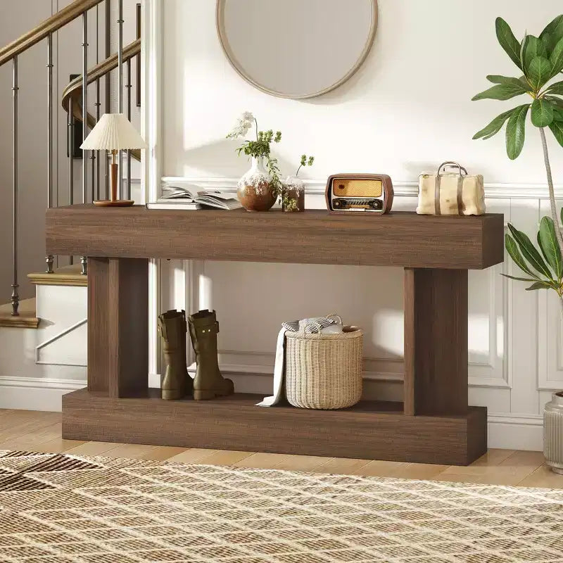HOMCOM 63 Inch Long Console Table, Vintage Entryway Table