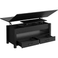 39.4 Inch Split Lift Top Coffee Table, 180 Swivel Surface Converts to Dining Desk, 2 Drawers with Hidden Storage, Modern Industrial Center Furniture