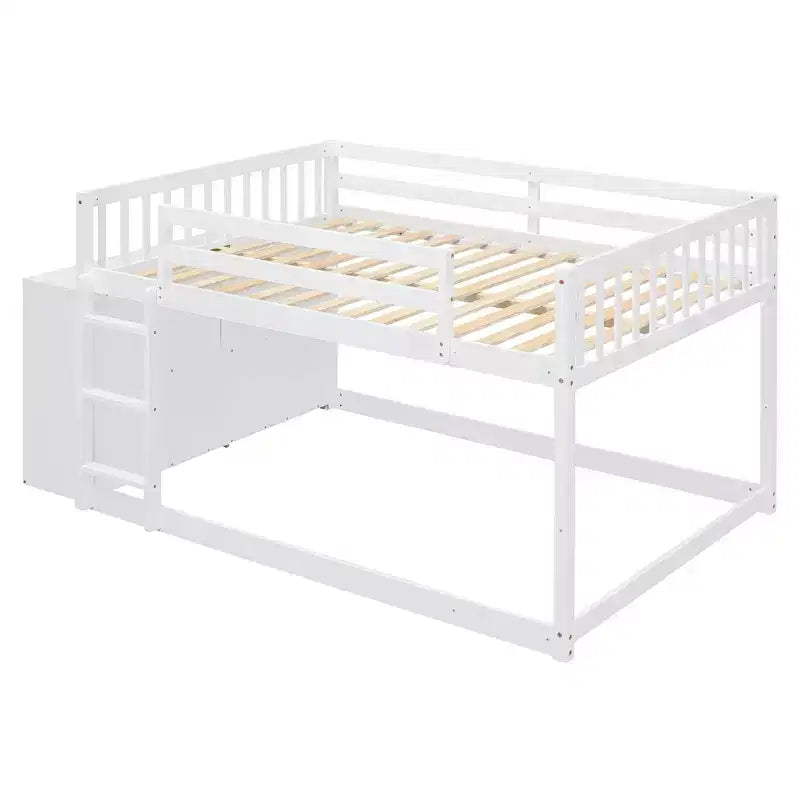 Lit superposé moderne Luxystar, double sur double, avec 4 tiroirs et 3 étagères