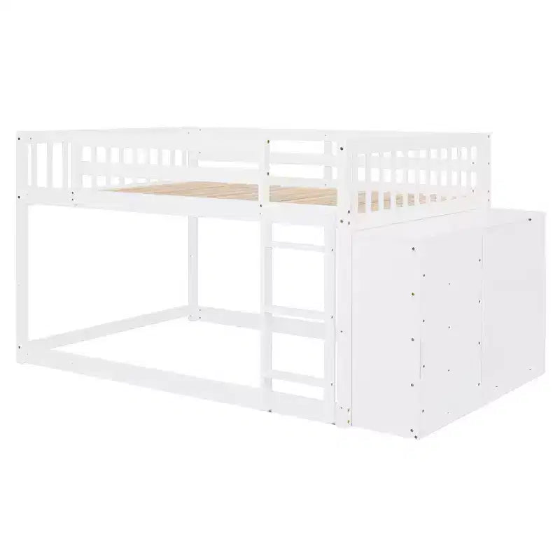 Lit superposé moderne Luxystar, double sur double, avec 4 tiroirs et 3 étagères