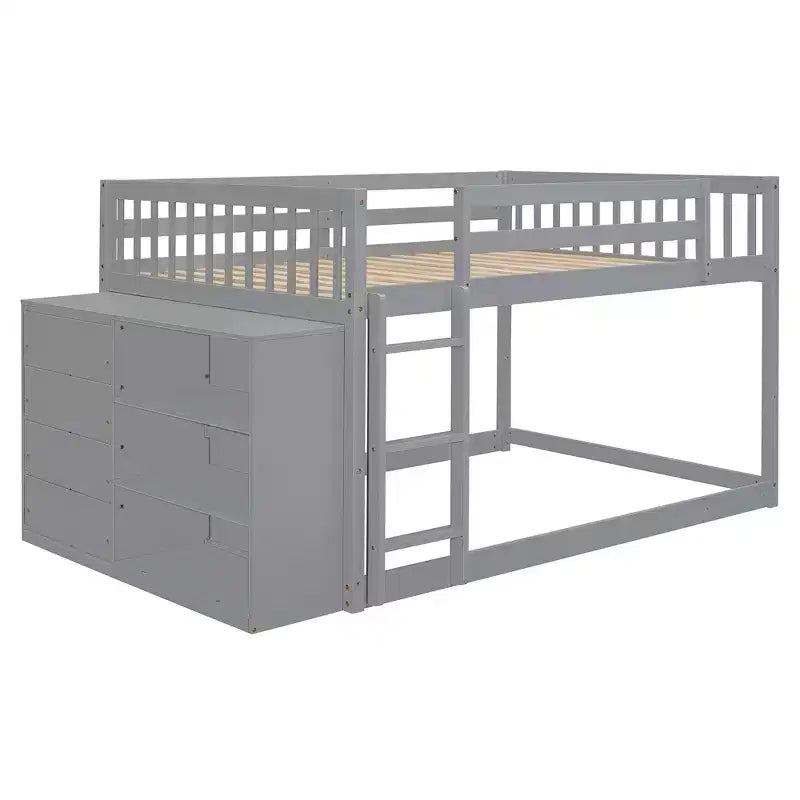 Lit superposé moderne Luxystar, double sur double, avec 4 tiroirs et 3 étagères
