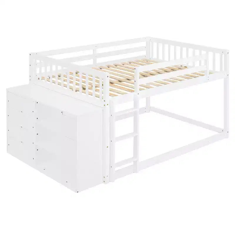 Lit superposé moderne Luxystar, double sur double, avec 4 tiroirs et 3 étagères
