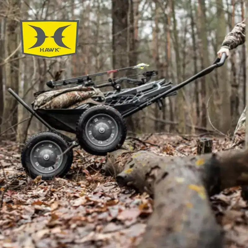 Chariot pliant multi-usage Hawk Crawler, chariot de chasse au cerf et de pêche avec une capacité de 227 kg pour le transport de gibier, d'appâts, d'équipement de chasse et de bois, noir