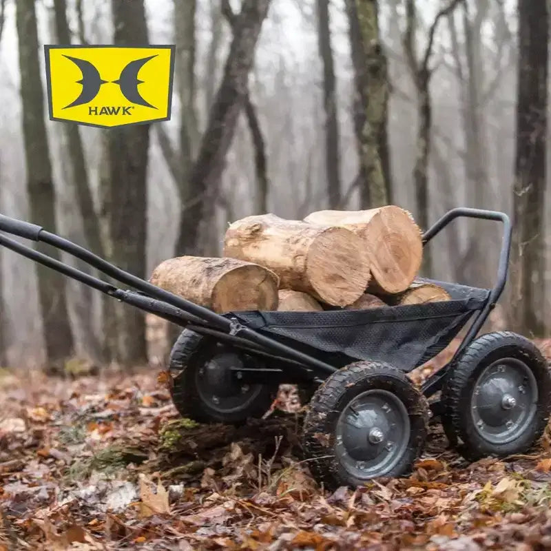 Chariot pliant multi-usage Hawk Crawler, chariot de chasse au cerf et de pêche avec une capacité de 227 kg pour le transport de gibier, d'appâts, d'équipement de chasse et de bois, noir