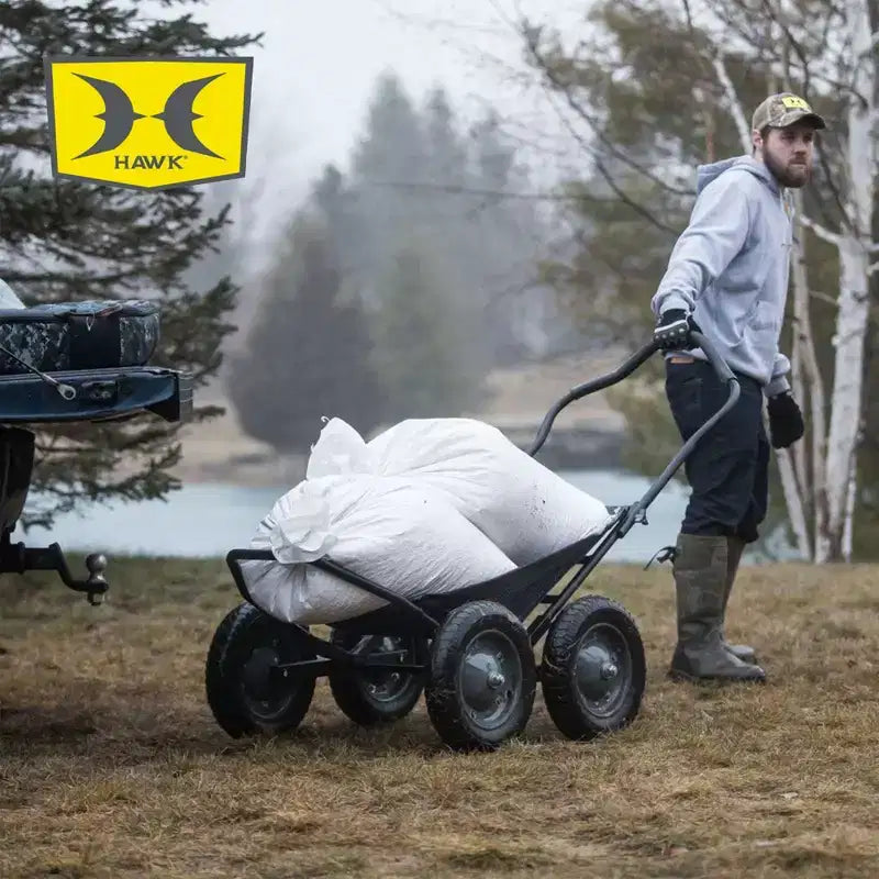 Chariot pliant multi-usage Hawk Crawler, chariot de chasse au cerf et de pêche avec une capacité de 227 kg pour le transport de gibier, d'appâts, d'équipement de chasse et de bois, noir