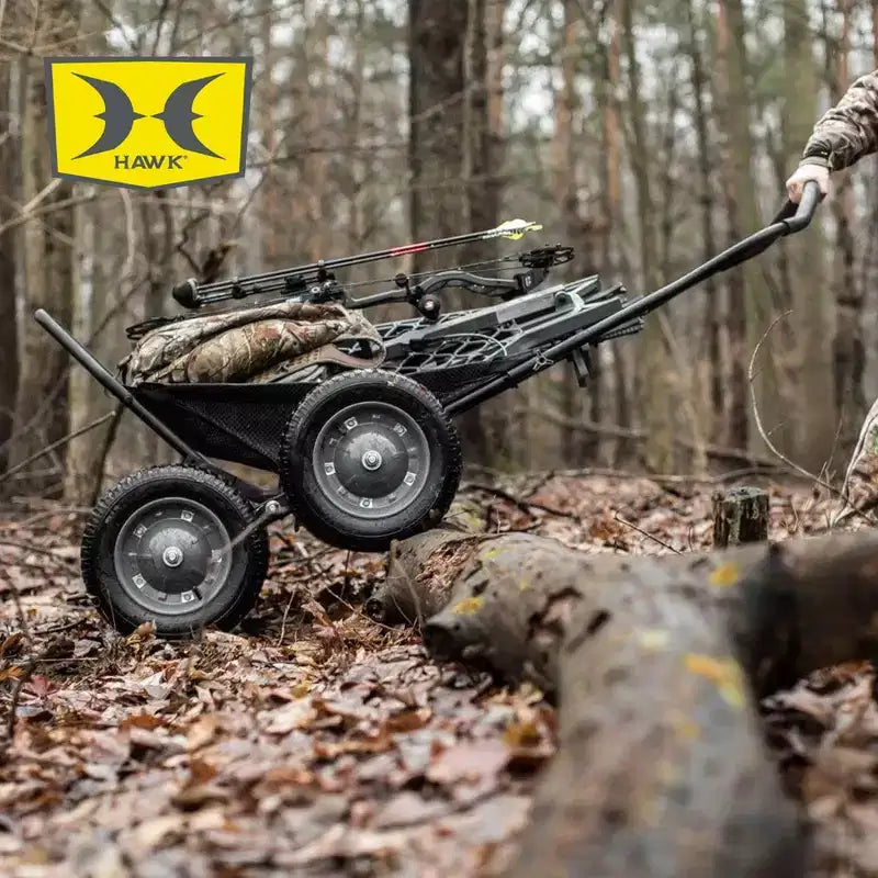Chariot pliant multi-usage Hawk Crawler, chariot de chasse au cerf et de pêche avec une capacité de 227 kg pour le transport de gibier, d'appâts, d'équipement de chasse et de bois, noir