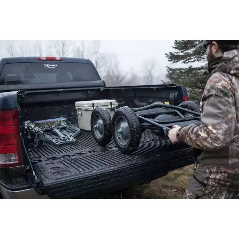 Chariot pliant multi-usage Hawk Crawler, chariot de chasse au cerf et de pêche avec une capacité de 227 kg pour le transport de gibier, d'appâts, d'équipement de chasse et de bois, noir