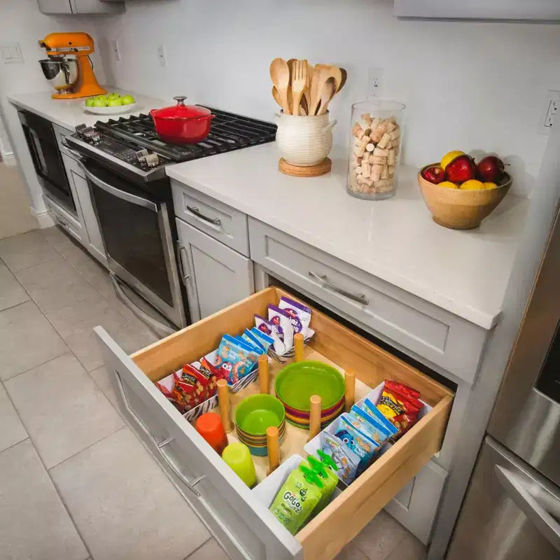 Organiseur de tiroir Rev-A-Shelf Pegboard, séparateur en bois à découper pour ustensiles, casseroles et assiettes