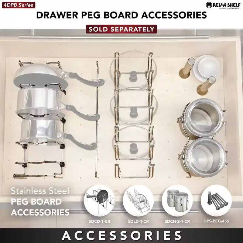 Organiseur de tiroir Rev-A-Shelf Pegboard, séparateur en bois à découper pour ustensiles, casseroles et assiettes