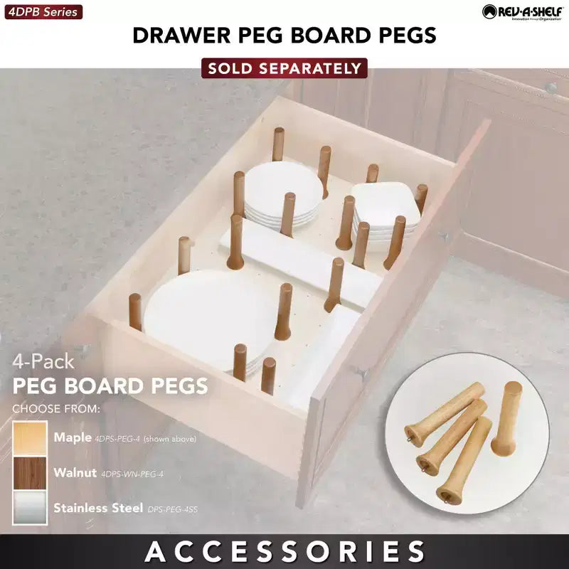 Organiseur de tiroir Rev-A-Shelf Pegboard, séparateur en bois à découper pour ustensiles, casseroles et assiettes