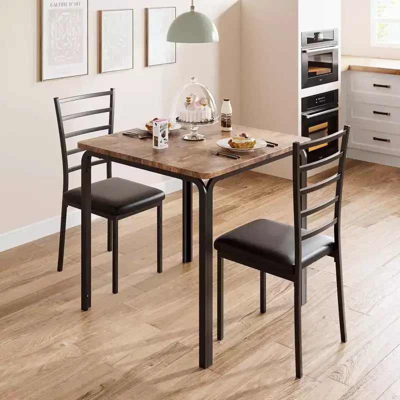 Ensemble de table à manger compacte peu encombrante pour 2 personnes, table carrée moderne avec 2 chaises, pour petits appartements, cuisines, coins repas 73,9 x 73,9 x 76,2 cm