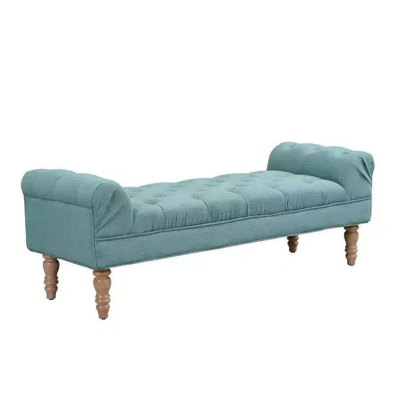 Banc de bout de lit Whisen, banc d'entrée, ottoman rembourré en tissu capitonné, accoudoirs roulés, pieds gourdes, mousse de première qualité, assemblage facile