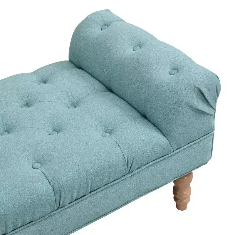 Banc de bout de lit Whisen, banc d'entrée, ottoman rembourré en tissu capitonné, accoudoirs roulés, pieds gourdes, mousse de première qualité, assemblage facile