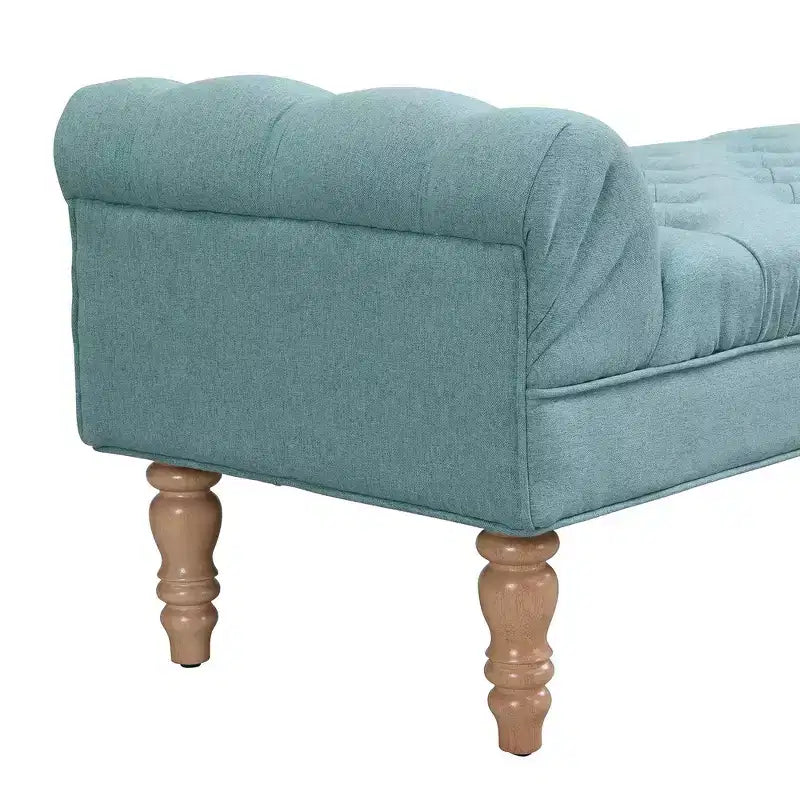 Banc de bout de lit Whisen, banc d'entrée, ottoman rembourré en tissu capitonné, accoudoirs roulés, pieds gourdes, mousse de première qualité, assemblage facile