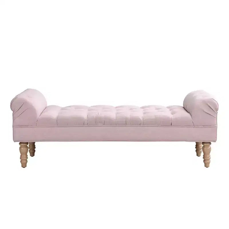 Banc de bout de lit Whisen, banc d'entrée, ottoman rembourré en tissu capitonné, accoudoirs roulés, pieds gourdes, mousse de première qualité, assemblage facile