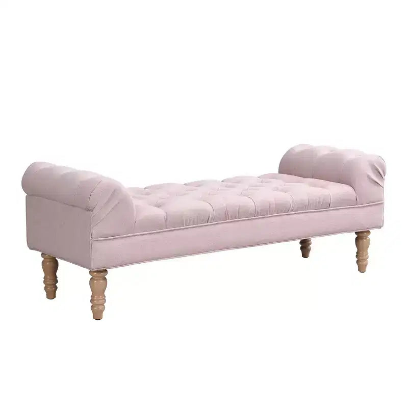 Banc de bout de lit Whisen, banc d'entrée, ottoman rembourré en tissu capitonné, accoudoirs roulés, pieds gourdes, mousse de première qualité, assemblage facile