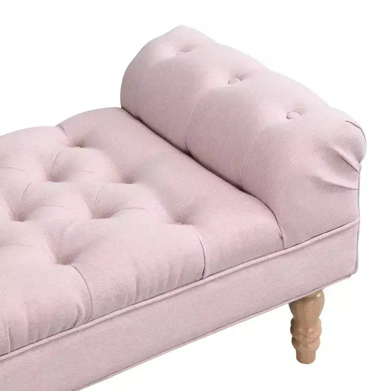 Banc de bout de lit Whisen, banc d'entrée, ottoman rembourré en tissu capitonné, accoudoirs roulés, pieds gourdes, mousse de première qualité, assemblage facile