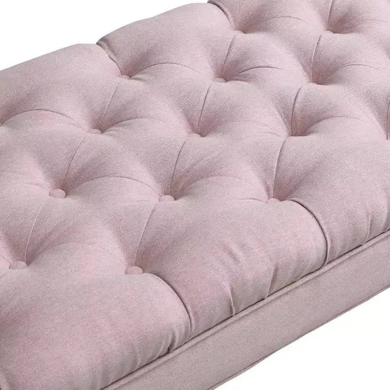 Banc de bout de lit Whisen, banc d'entrée, ottoman rembourré en tissu capitonné, accoudoirs roulés, pieds gourdes, mousse de première qualité, assemblage facile