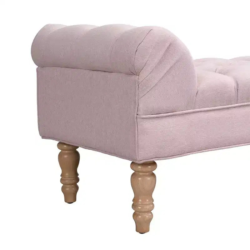 Banc de bout de lit Whisen, banc d'entrée, ottoman rembourré en tissu capitonné, accoudoirs roulés, pieds gourdes, mousse de première qualité, assemblage facile