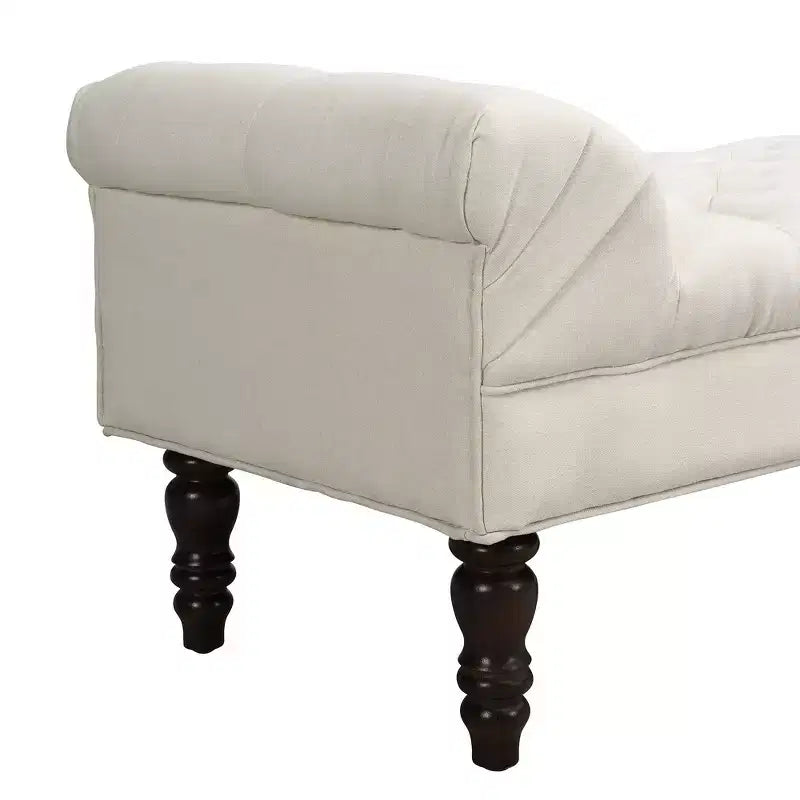 Banc de bout de lit Whisen, banc d'entrée, ottoman rembourré en tissu capitonné, accoudoirs roulés, pieds gourdes, mousse de première qualité, assemblage facile