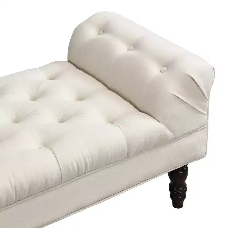 Banc de bout de lit Whisen, banc d'entrée, ottoman rembourré en tissu capitonné, accoudoirs roulés, pieds gourdes, mousse de première qualité, assemblage facile