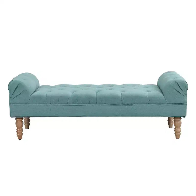 Banc de bout de lit Whisen, banc d'entrée, ottoman rembourré en tissu capitonné, accoudoirs roulés, pieds gourdes, mousse de première qualité, assemblage facile