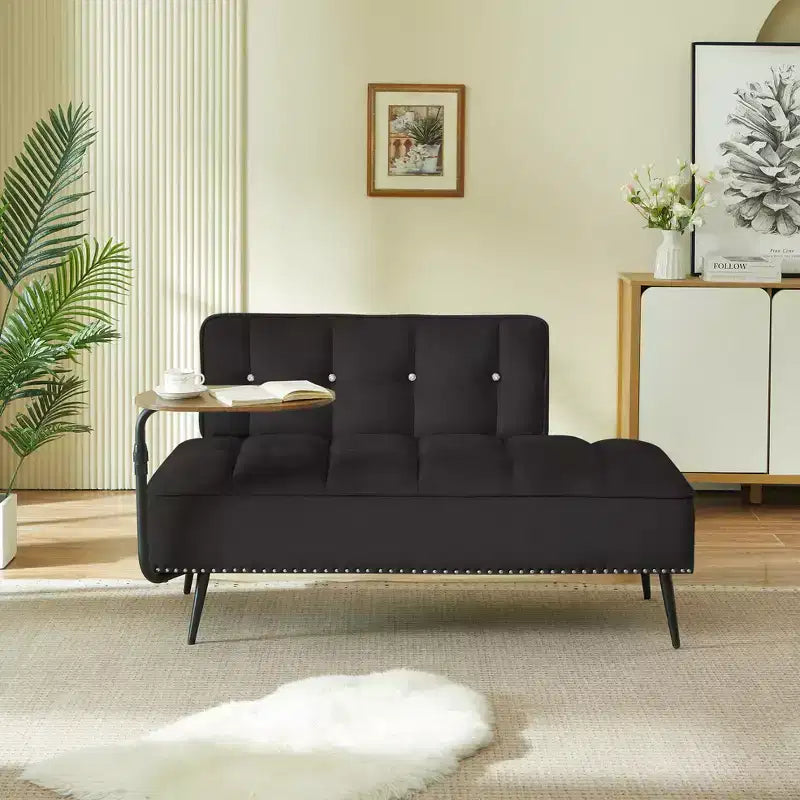 Canapé 54 places en velours avec table d'appoint et dossier pivotants, canapé 2 places pour salon, chambre - ModernLuxe