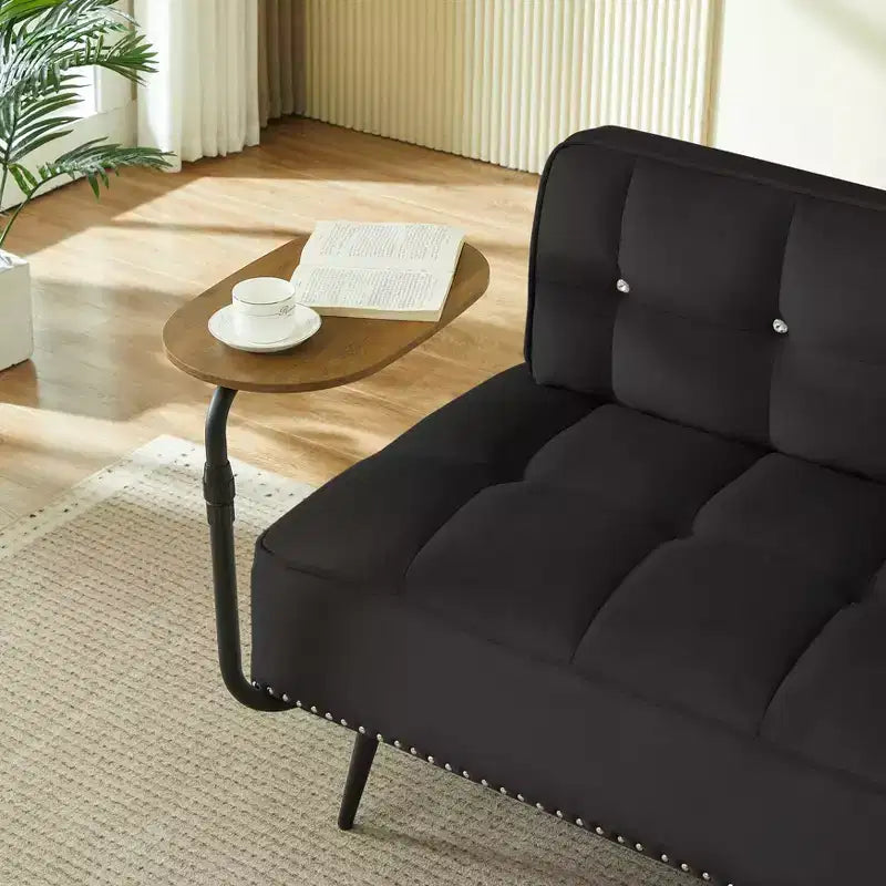 Canapé 54 places en velours avec table d'appoint et dossier pivotants, canapé 2 places pour salon, chambre - ModernLuxe