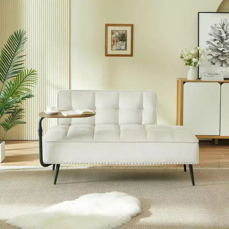 Canapé 54 places en velours avec table d'appoint et dossier pivotants, canapé 2 places pour salon, chambre - ModernLuxe