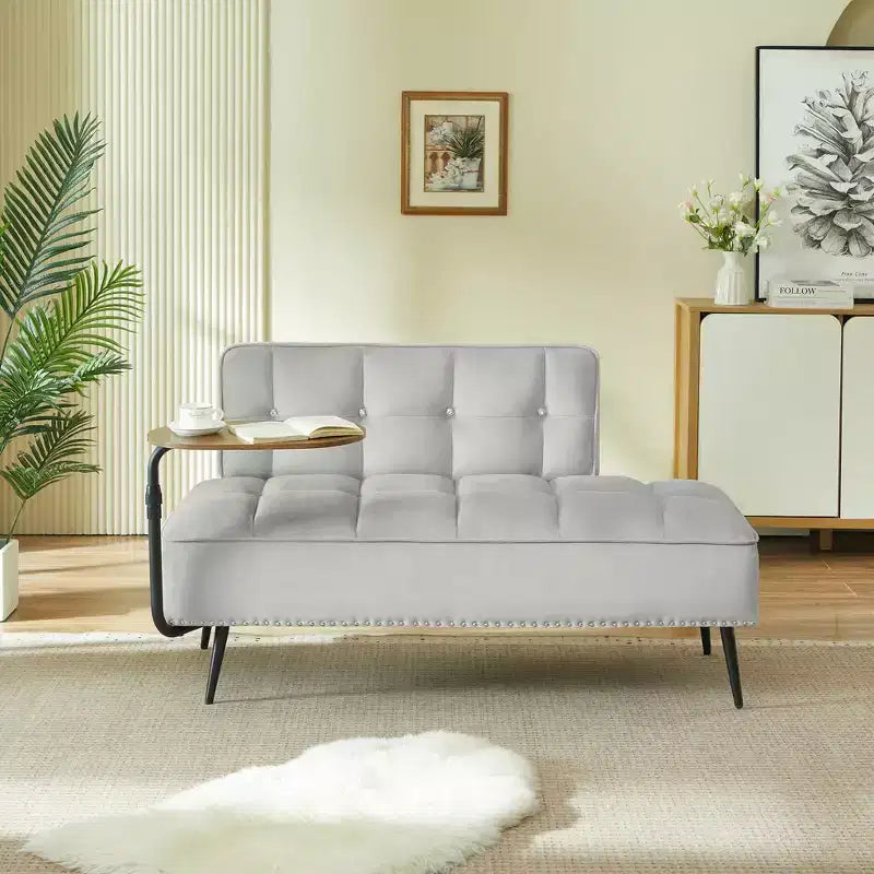 Canapé 54 places en velours avec table d'appoint et dossier pivotants, canapé 2 places pour salon, chambre - ModernLuxe