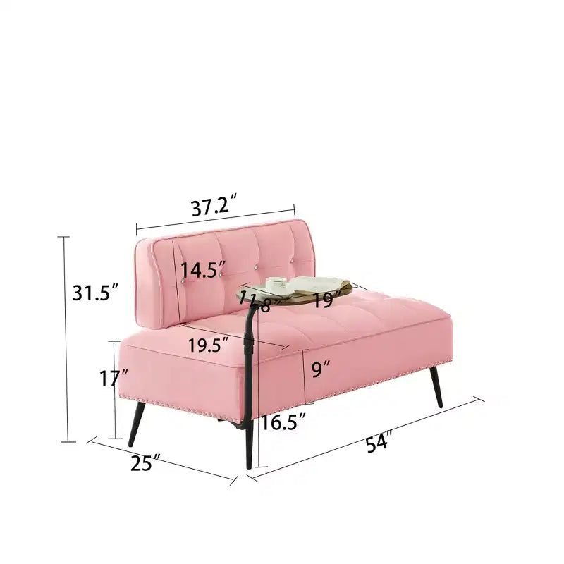 Canapé 54 places en velours avec table d'appoint et dossier pivotants, canapé 2 places pour salon, chambre - ModernLuxe