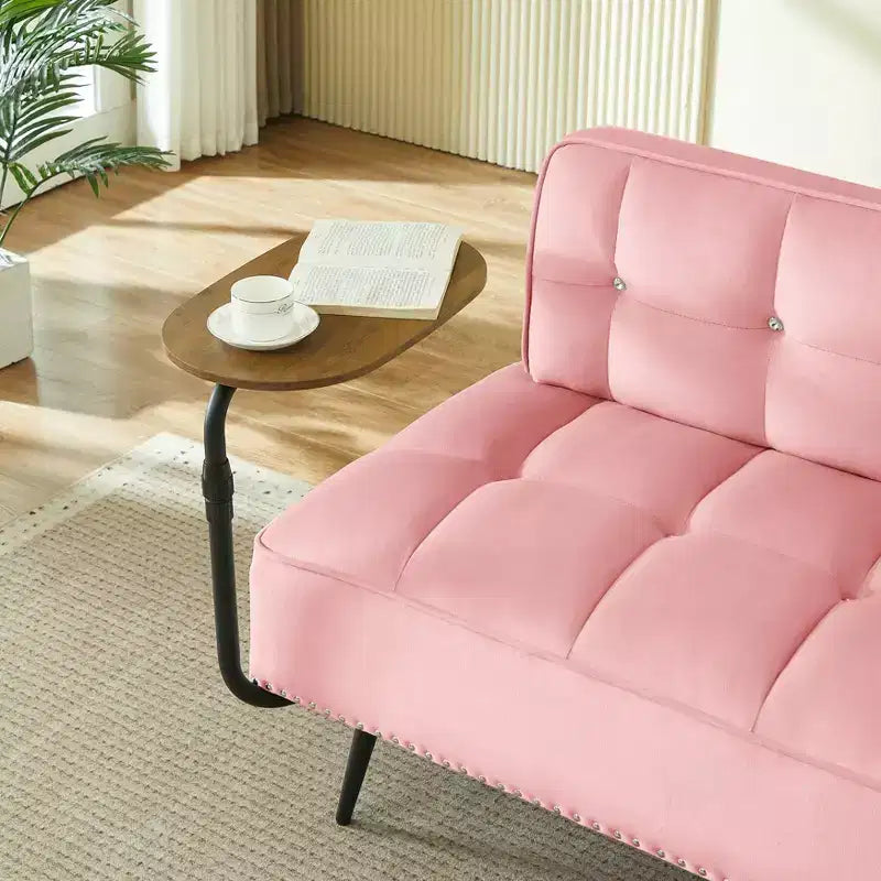Canapé 54 places en velours avec table d'appoint et dossier pivotants, canapé 2 places pour salon, chambre - ModernLuxe