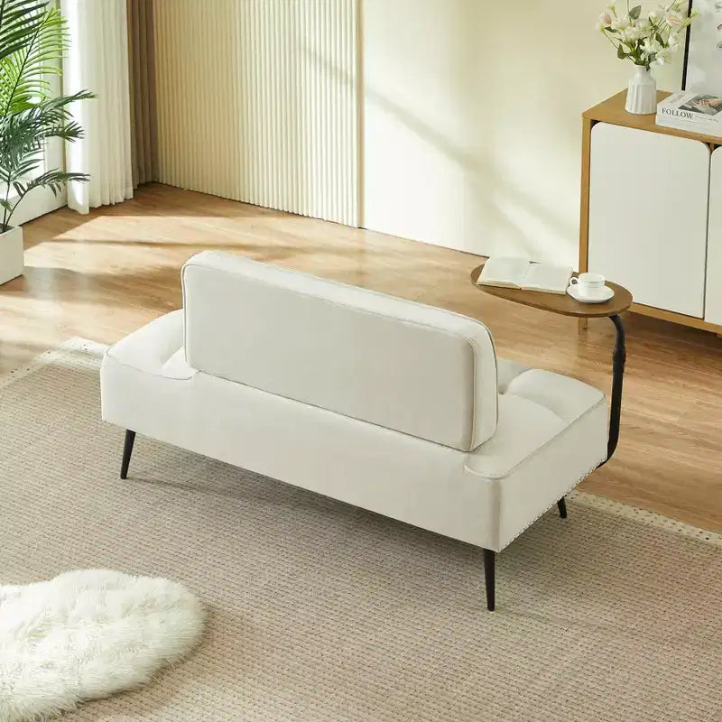 Canapé 54 places en velours avec table d'appoint et dossier pivotants, canapé 2 places pour salon, chambre - ModernLuxe