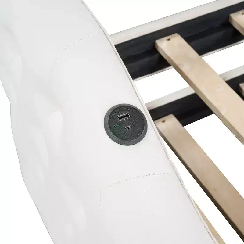 Lit de repos Zeus et Ruta double rembourré avec lit gigogne, canapé-lit en velours avec ports de charge USB
